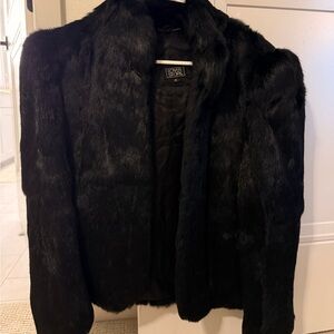 Women's Black Rabbit Fur Jacket